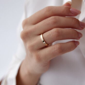 Köşeli Parlak Çift Alyans - 3