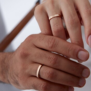 Köşeli Plaka Çift Alyans - Tülay Alyans