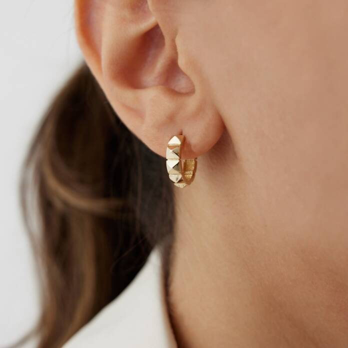 Kübik Desenli Halka Küpe - 1