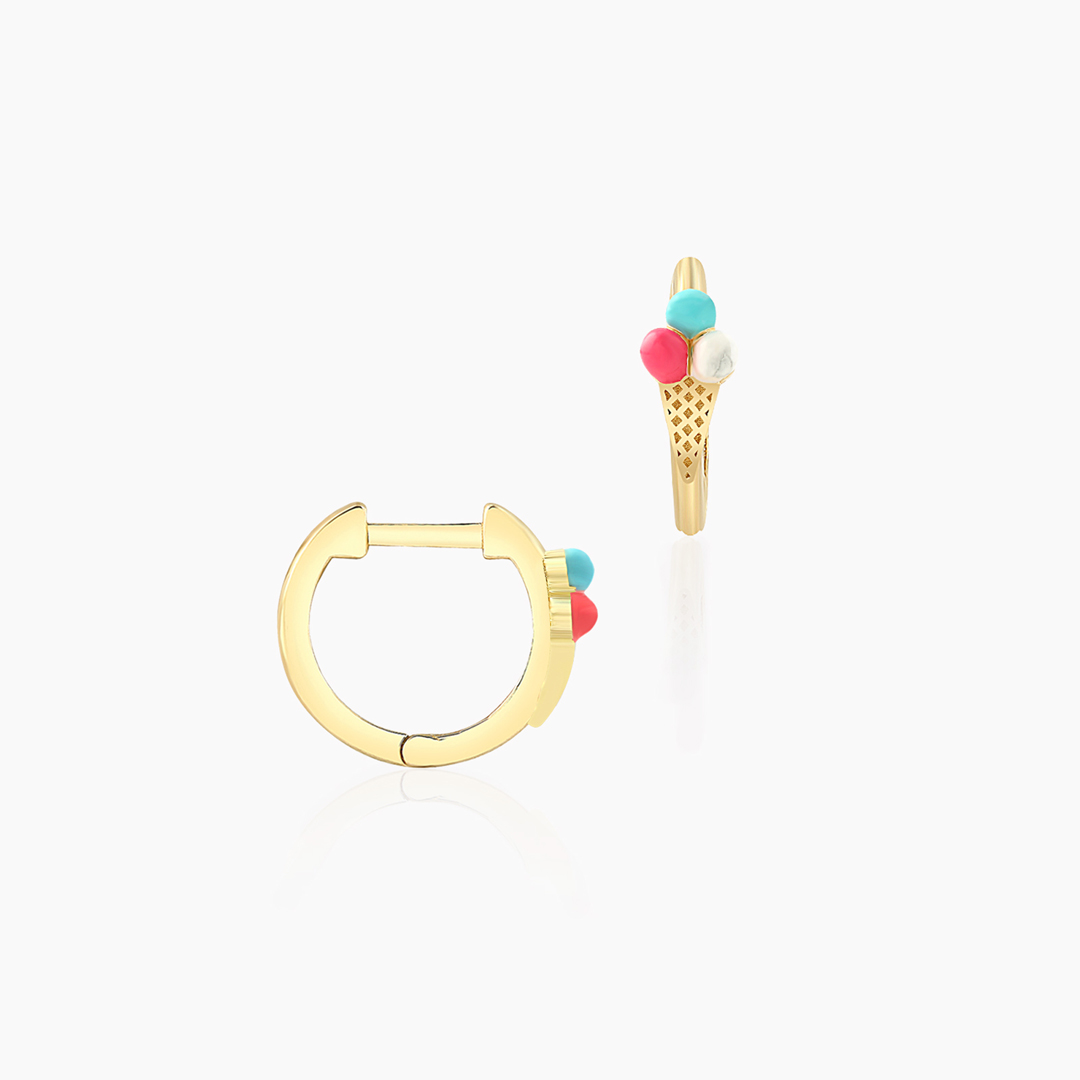 Külah Dondurma Halka Çocuk Küpesi - 1