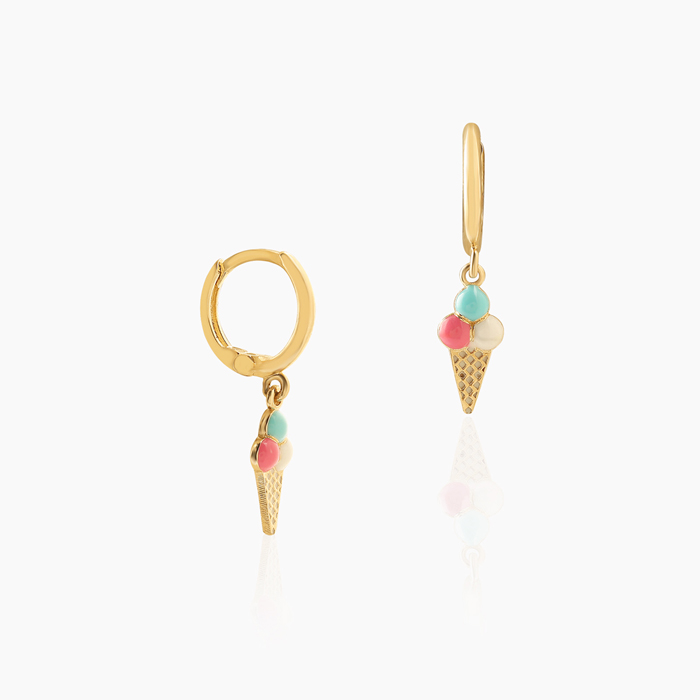 Külah Dondurma Halka Sallantılı Çocuk Küpesi - Melike