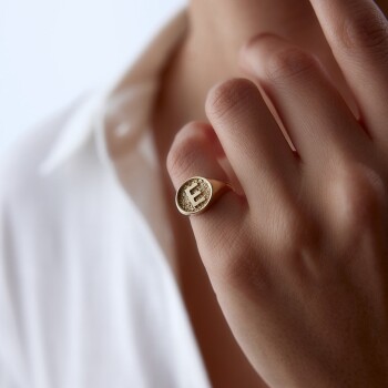 Kumlu Plaka Harf Yüzük - 3