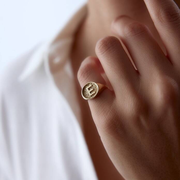 Kumlu Plaka Harf Yüzük - 3