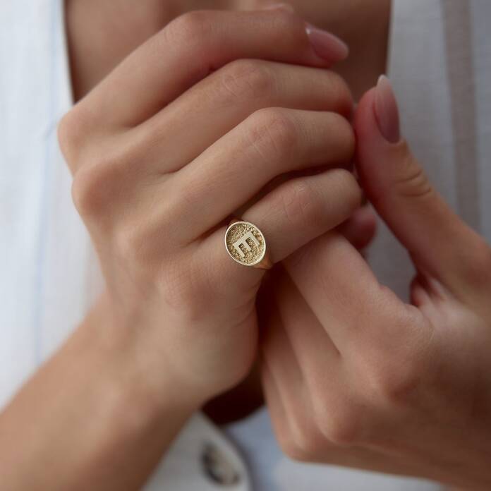 Kumlu Plaka Harf Yüzük - 4