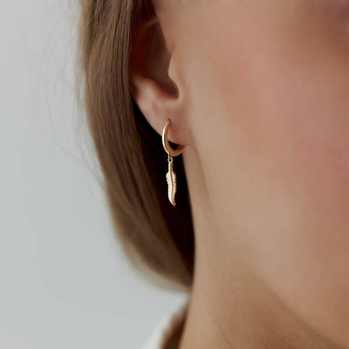 Kuş Tüyü Halka Sallantılı Küpe - 1