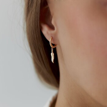 Kuş Tüyü Halka Sallantılı Küpe - Rayna