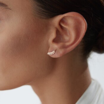 Kuş Tüyü Vidalı Küpe - Alen