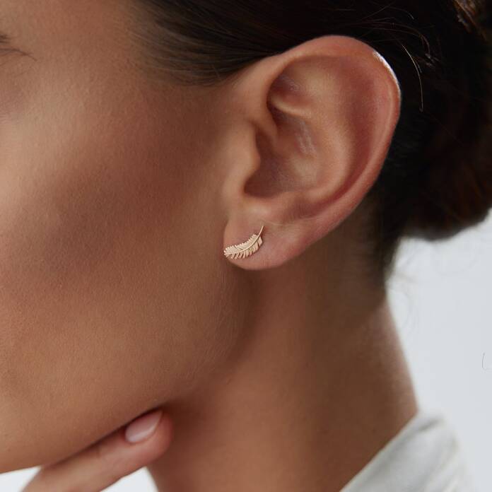 Kuş Tüyü Vidalı Küpe - 2