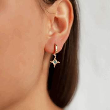 Kutup Yıldızı Sallantılı Küpe - Rayna