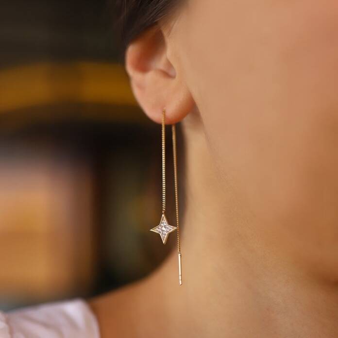 Kutup Yıldızı Zincir Küpe - 1