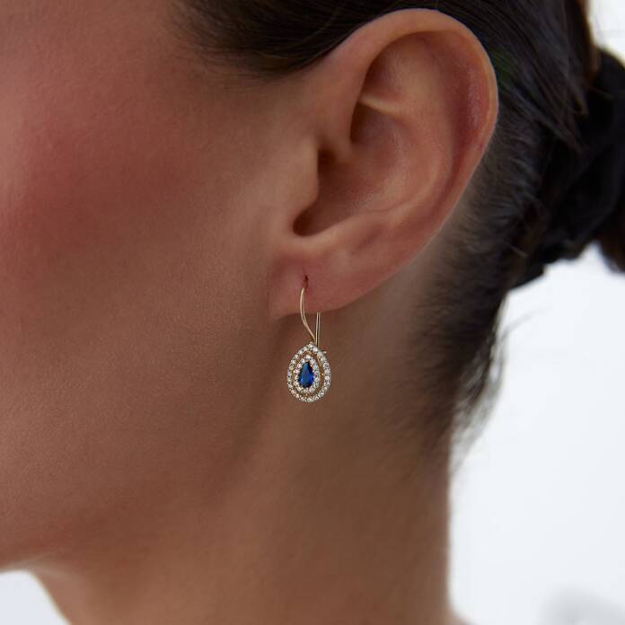 Laci Taşlı Damla Sallantılı Küpe - 1