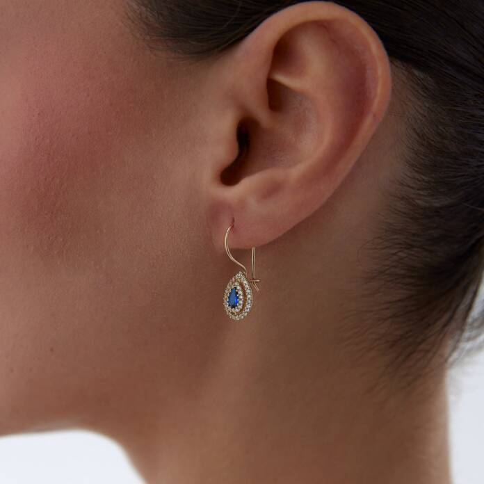 Laci Taşlı Damla Sallantılı Küpe - 2