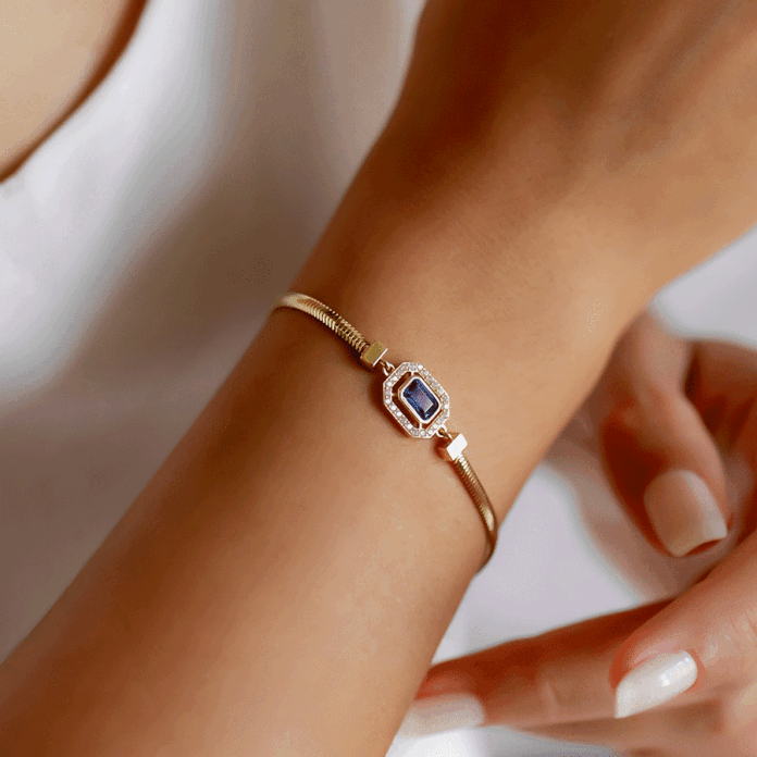 Lacivert Baget Balık Sırtı Bileklik - 1