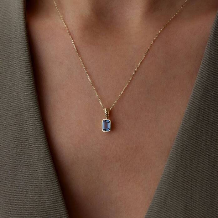 Lacivert Baget Kolye - 1