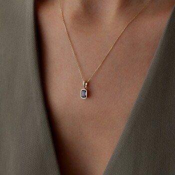 Lacivert Baget Kolye - Rayna (1)