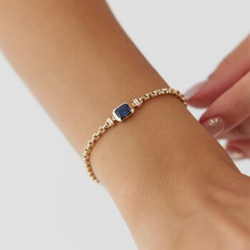 Lacivert Baget Taşlı Bileklik - Mazal (1)