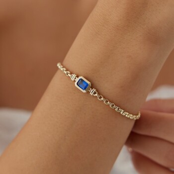 Lacivert Baget Taşlı Bileklik - Mazal