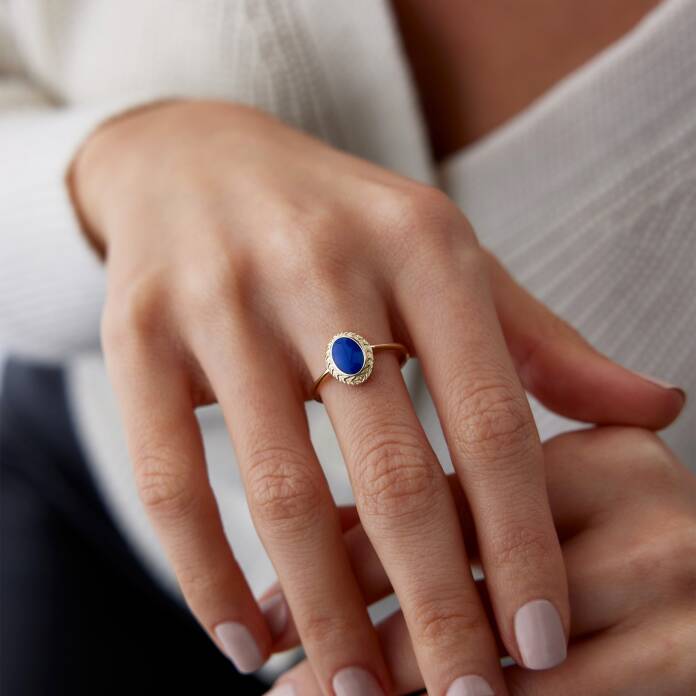 Lacivert Mineli Vintage Yüzük - 3