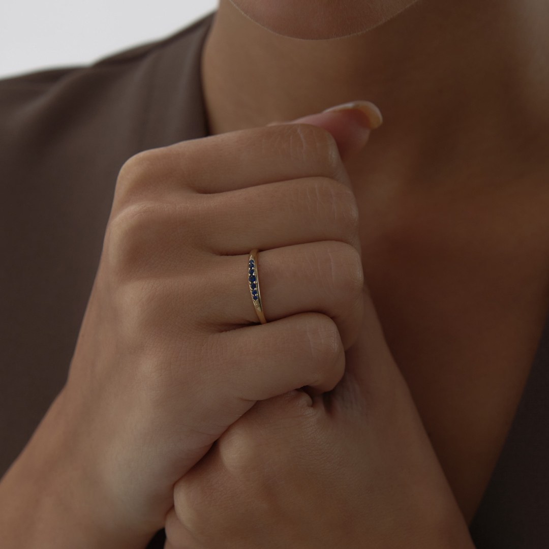 Lacivert Taşlı Line Yüzük - 2