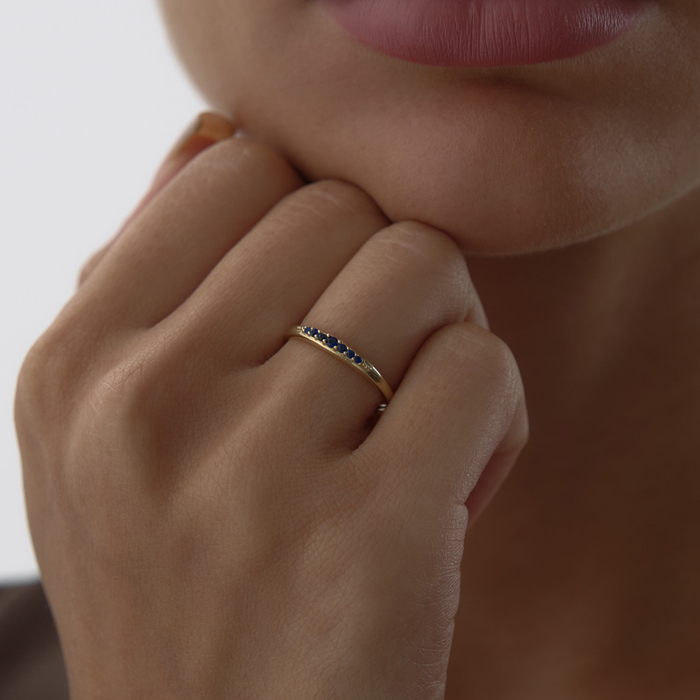 Lacivert Taşlı Line Yüzük - 3