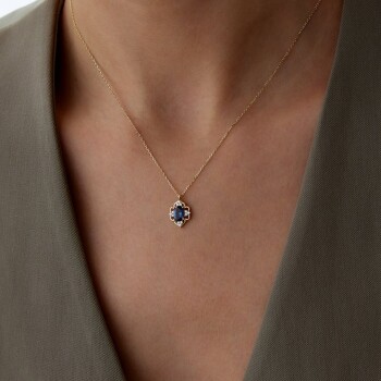 Lacivert Taşlı Queen Kolye - 3