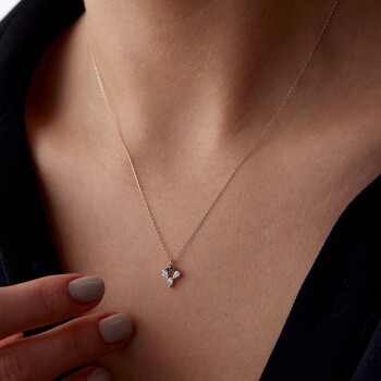 Lacivert Taşlı Üçlü Damla Kolye - Alen (1)