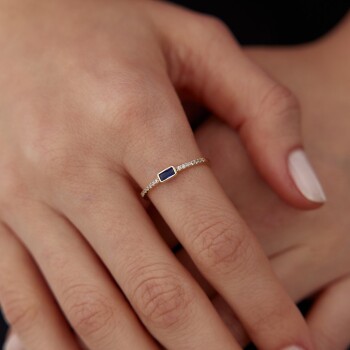 Lacivert Yarımtur Su Yolu Yüzük - 1