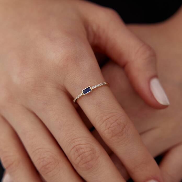 Lacivert Yarımtur Su Yolu Yüzük - 1