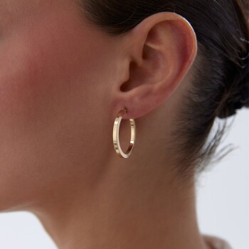 Large 2.50mm Kenarlı Boru Halka Küpe - Tuana (1)