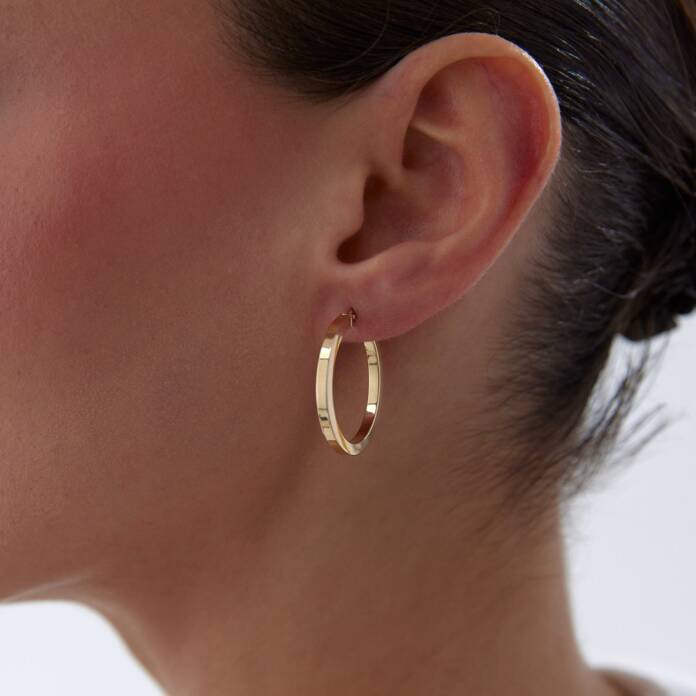 Large 2.50mm Kenarlı Boru Halka Küpe - 1