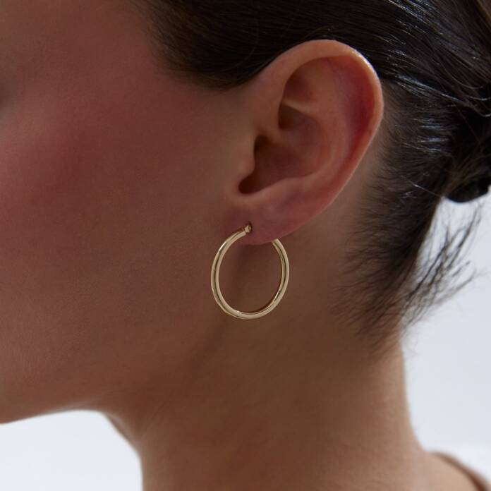 Large 2.50mm Oval Boru Halka Küpe - 1