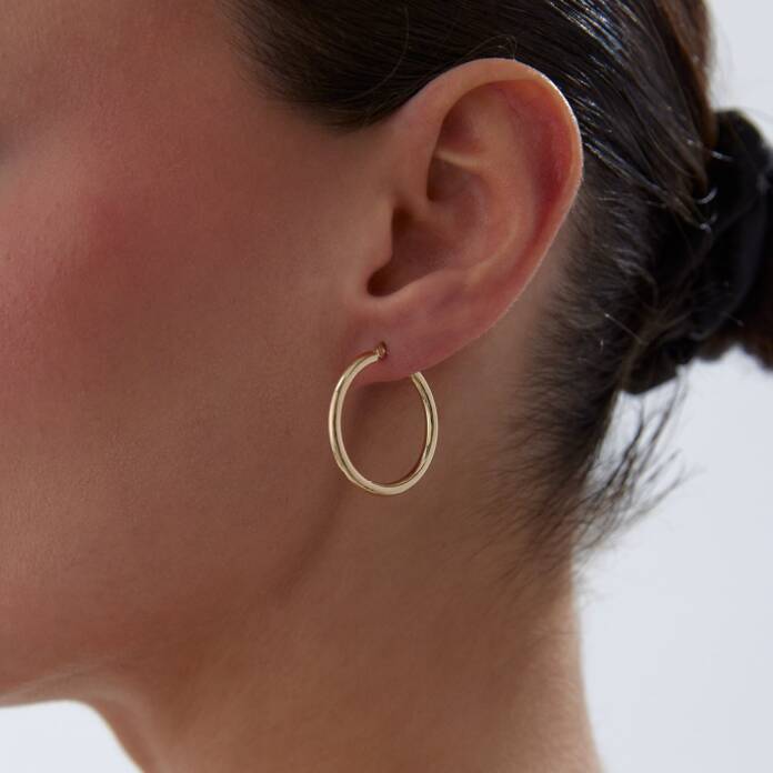 Large 2.50mm Oval Boru Halka Küpe - 2