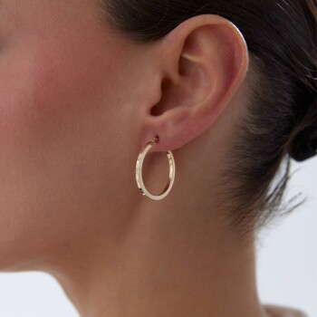 Large 2mm Kenarlı Boru Halka Küpe - 1