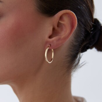 Large 2mm Kenarlı Boru Halka Küpe - 2