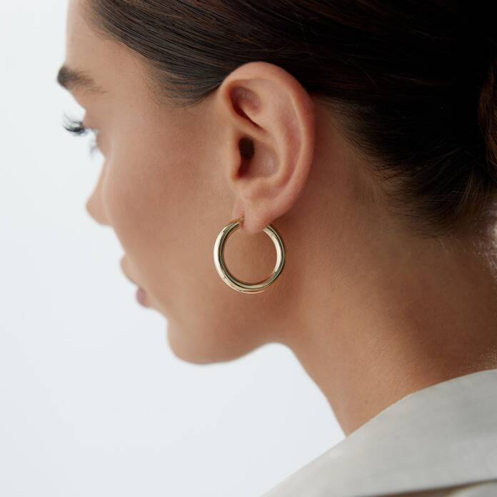 Large 4mm Bombe Halka Küpe - 1