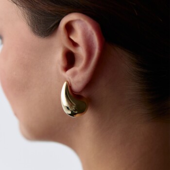 Large Bottega Altın Damla Küpe - Tuana (1)