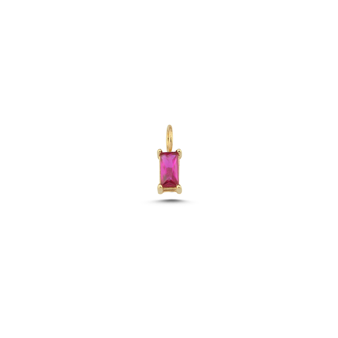 Large Dikdörtgen Pembe Taşlı Charm - 1
