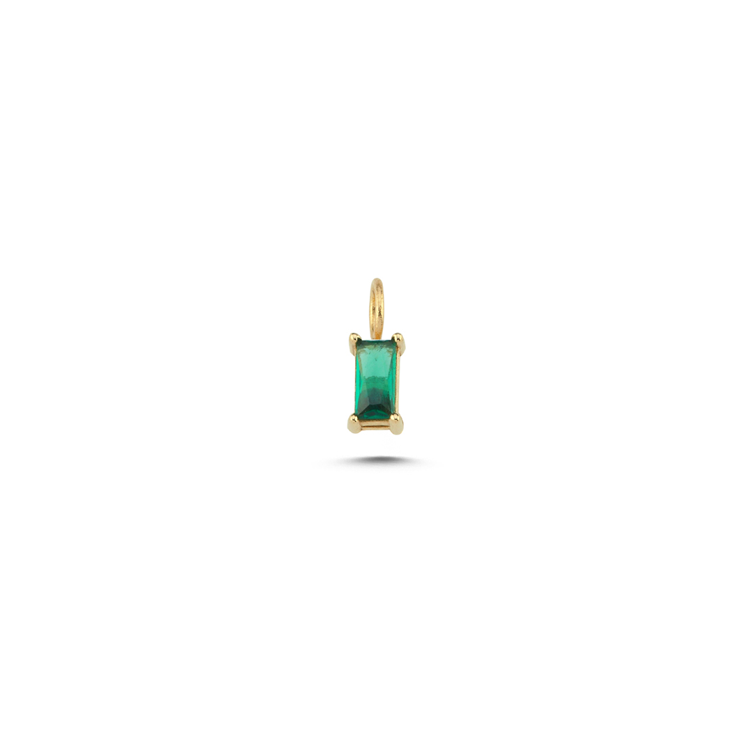 Large Dikdörtgen Yeşil Taşlı Charm - 1