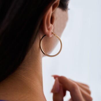 Large Köşeli Bombe Halka Küpe - Tuana