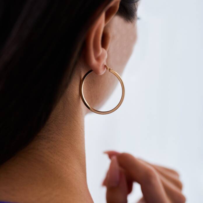 Large Köşeli Bombe Halka Küpe - 1