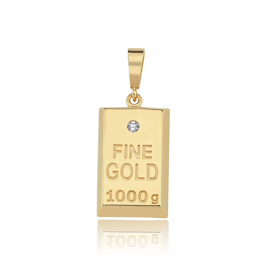 Large Taşlı Külçe Kolye Ucu - 1