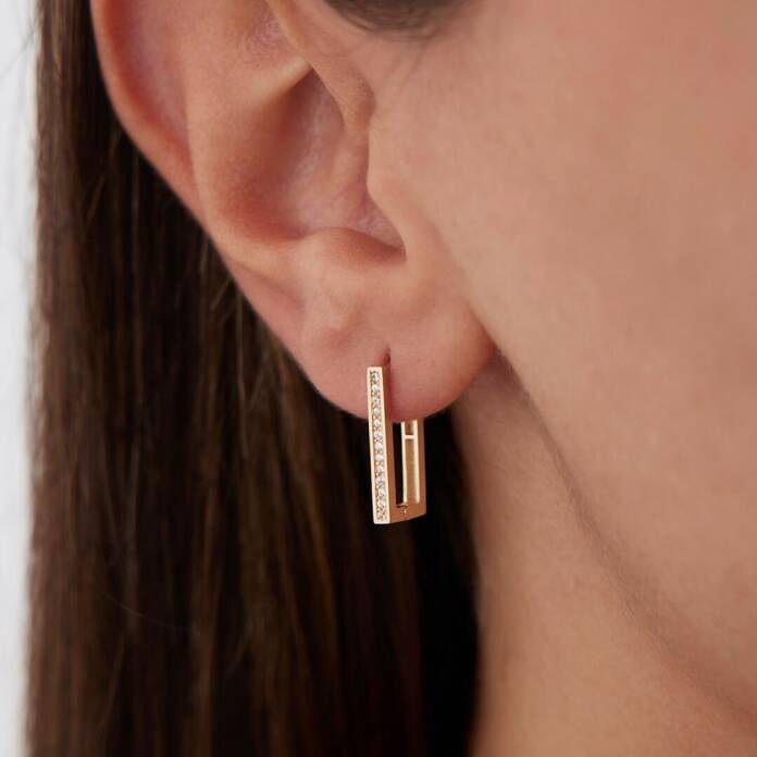 Levha Taşlı Ataç Küpe - 1