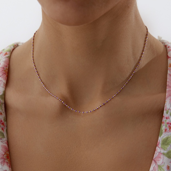 Lila Mineli Golf Zincir - Melike