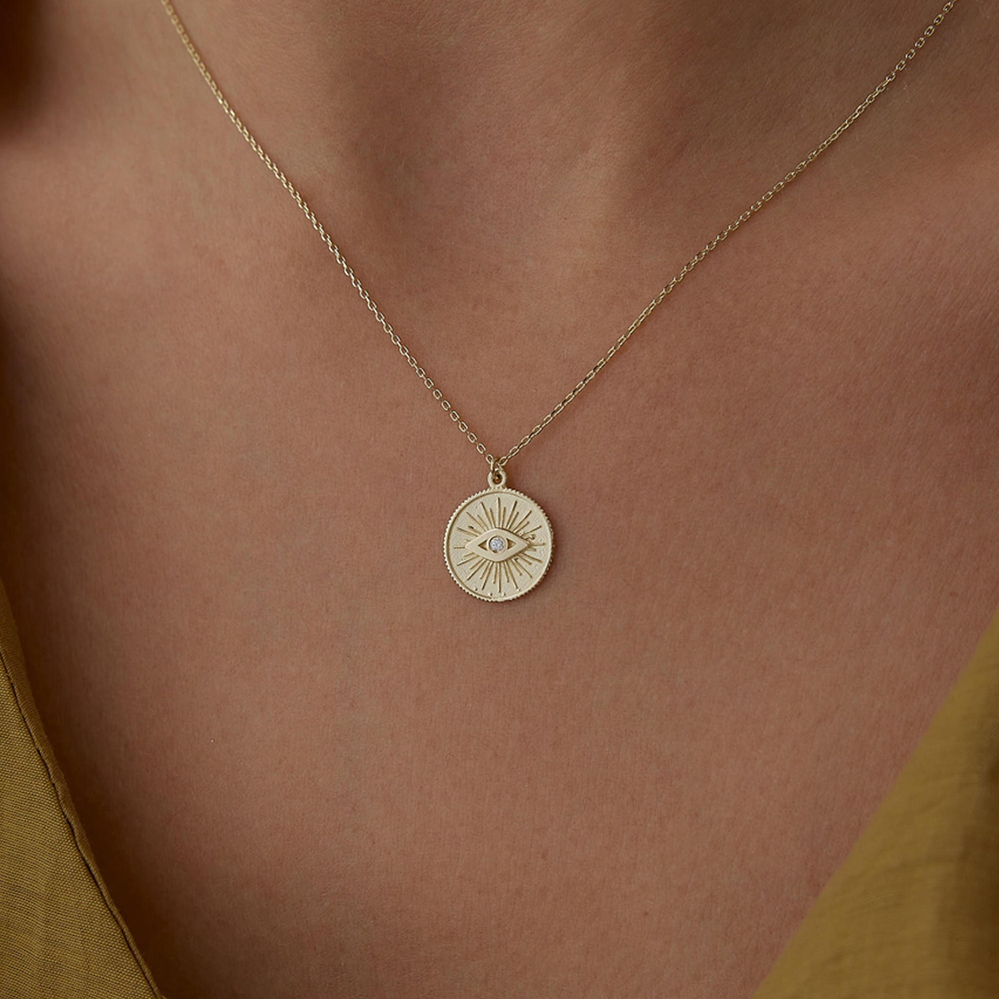 Madalyon Tektaş Göz Kolye - 1