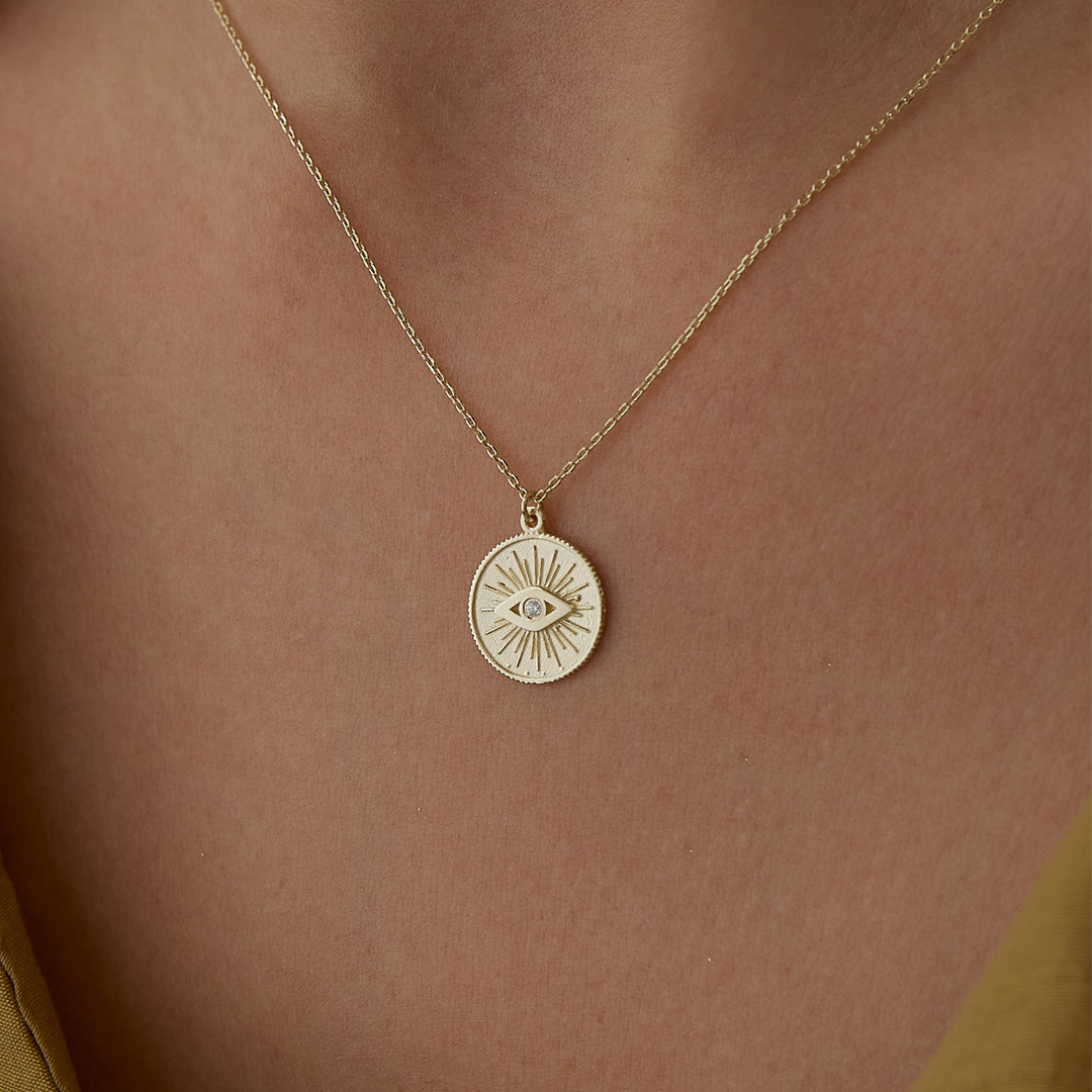 Madalyon Tektaş Göz Kolye - 2