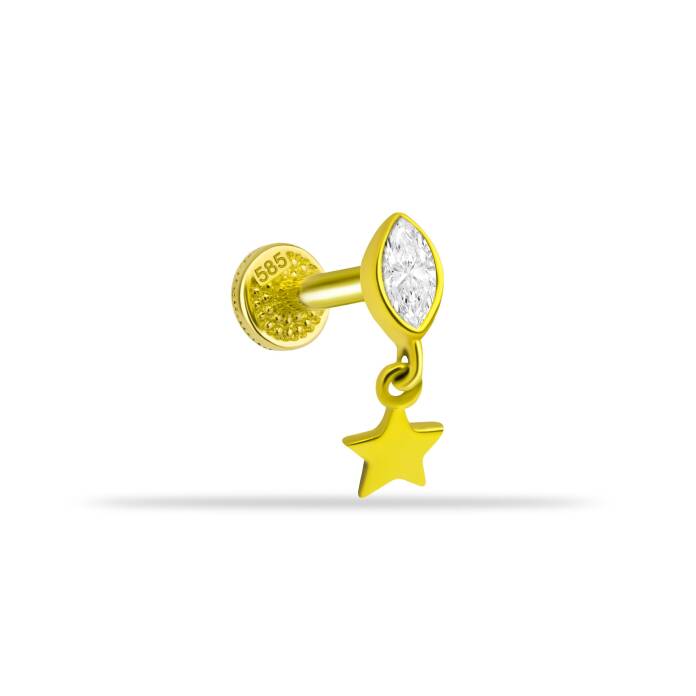 Markis Taşlı Yıldız Sallantılı Minimal Tragus Piercing - 2