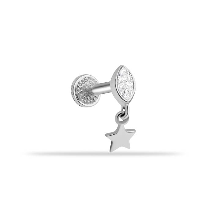 Markis Taşlı Yıldız Sallantılı Minimal Tragus Piercing - 3