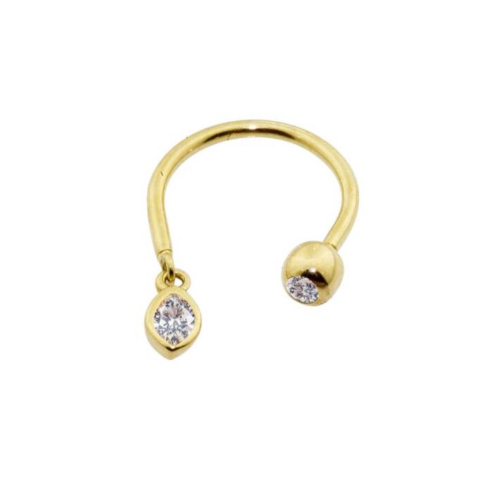 Markiz Taş Sallantılı Minimal Yarım Halka Piercing - 1