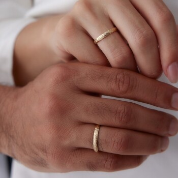 Mat Çekiç Çift Alyans - Tülay Alyans