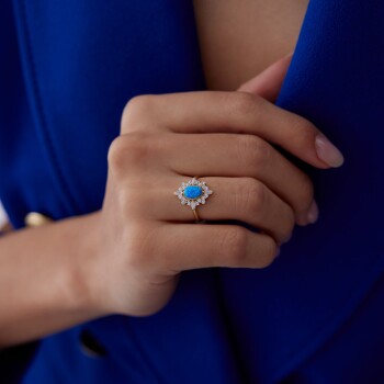 Mavi Ay Taşı Vintage Yüzük - 2